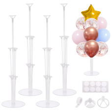 Rubfac 4 Sets Balloon Stands For Table Clear Balloon Stand Kit With Nano Glue Balloon Holder For Birthday Party Wedding Festiv