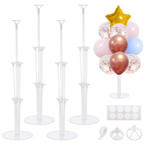 Rubfac 4 Sets Balloon Stands For Table Clear Balloon Stand Kit With Nano Glue Balloon Holder For Birthday Party Wedding Festiv