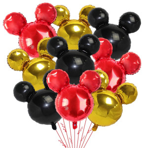 9Pack Mouse Party Aluminum Foil Balloons 27 Black Red Yellow Balloons For Mickey Party Baby Shower Kids Birthday Theme Part