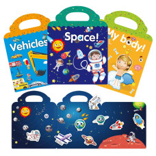 Sticker Books For Kids Reusable Sticker Book Space Body And Vehicle Theme Activity Books Stickers For Toddlers Girls Boys Pres