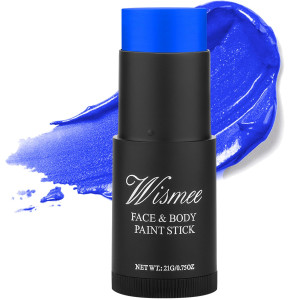 Wismee Uv Neon Blue Face Paint Stick Blue Eye Black Nontoxic Oil Based Face Makeup Body Paint Stick High Pigmented Body Paint S