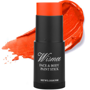 Wismee Orange Eye Black Stick For Sports Uv Neon Orange Face Paint Stick Nontoxic Oil Based Face Makeup Body Paint High Pigment