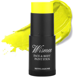 Wismee Uv Neon Yellow Face Paint Stick Nontoxic Oil Based Face Makeup Body Paint Stick High Pigmented Face Paint Makeup Crayons