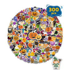 300Pcs Halloween Pumpkin Stickers Vinyl Waterproof Stickers For Water Bottles Laptop Skateboard Computer Halloween Party Favors