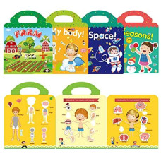 Reusable Sticker Book For Kids 24 Years4 Pack Kids Toddlers Activity Book Farm Space Body And Seasons Theme Stickers For Air