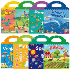 Reusable Sticker Book For Kids 24 Years 8 Pack Kids Toddlers Activity Book Animals Dinosaurs Farm Insects Vehicles Ocean