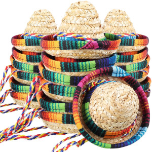 Haysandy 18 Pcs Mini Sombrero Hats 4 Inch Fiesta Straw Hat Mexican Hat Carnival Party Decorations For Pet Boys Girls Party Suppl