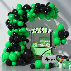 Gremag Black And Green Balloons Garland Kit Gamer Birthday Decorations Balloon Arch Kit 97Pcs Matte Green Black Balloons 18 1