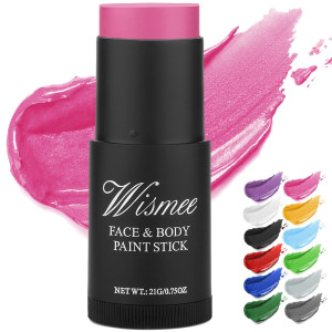 Wismee Pink Face Paint Stick 075Oz Nontoxic Oil Based Face Makeup Body Paint Sticks High Pigmented Pink Makeup Crayons For H