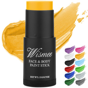 Wismee Yellow Face Paint Stick 075Oz Nontoxic Oil Based Face Makeup Body Paint Stick High Pigmented Yellow Makeup Crayons Fo