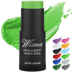 Wismee Light Green Face Paint Stick 075Oz Nontoxic Oil Based Face Makeup Body Paint Stick High Pigmented Body Paint Stick Ma