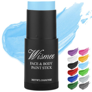 Wismee Light Blue Face Paint Stick 075Oz Nontoxic Oil Based Face Makeup Body Paint Stick High Pigmented Blue Makeup Crayons