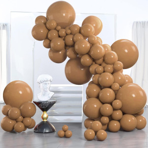 Partywoo Caramel Brown Balloons 140 Pcs Boho Brown Balloons Different Sizes Pack Of 18 Inch 12 Inch 10 Inch 5 Inch Matte Brown