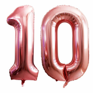 Goer Number 10 Balloons For 10Th Birthday Party Decorations 42 Inch Jumbo Foil Helium Balloons For 10Th Anniversary Rose Gold