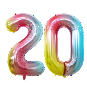 Goer Number 20 Balloons For 20Th Birthday Party Decorations 42 Inch Jumbo Foil Helium Balloons For 20Th Anniversary Rainbow