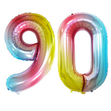 Goer Number 90 Balloons For 90Th Birthday Party Decorations 42 Inch Jumbo Foil Helium Balloons For 90Th Anniversary Rainbow