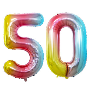 Goer Number 50 Balloons For 50Th Birthday Party Decorations 42 Inch Jumbo Foil Helium Balloons For 50Th Anniversary Rainbow