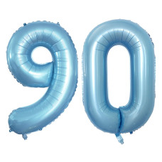 Goer Number 90 Balloons For 90Th Birthday Party Decorations 42 Inch Jumbo Foil Helium Balloons For 90Th Anniversary Light Blue