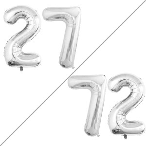 Goer 42 Inch Silver Number 27 Number 72 Balloonsjumbo Foil Helium Balloons For 27Th Or 72Nd Birthday Party Decorations And Anni