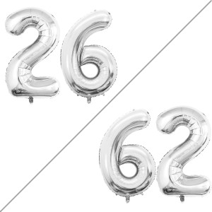 Goer 42 Inch Silver Number 26 Number 62 Balloonsjumbo Foil Helium Balloons For 26Th Or 62Nd Birthday Party Decorations And Anni