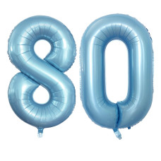 Goer Number 80 Balloons For 80Th Birthday Party Decorations 42 Inch Jumbo Foil Helium Balloons For 80Th Anniversary Light Blue