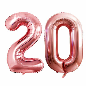 Goer Number 20 Balloons For 20Th Birthday Party Decorations 42 Inch Jumbo Foil Helium Balloons For 20Th Anniversary Rose Gold