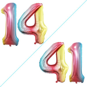 Goer Number 14 Balloons For 14Th Birthday Sweet 14 Party Decorations 42 Inch Jumbo Foil Helium 41 Balloons For 41St Birthday Par