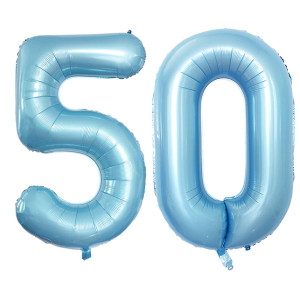 Goer Number 50 Balloons For 50Th Birthday Party Decorations 42 Inch Jumbo Foil Helium Balloons For 50Th Anniversary Light Blue