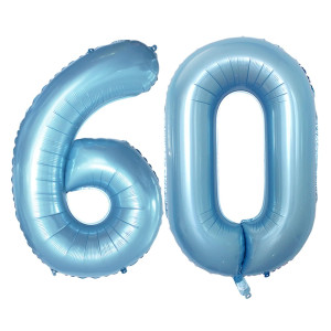 Goer Number 60 Balloons For 60Th Birthday Party Decorations 42 Inch Jumbo Foil Helium Balloons For 60Th Anniversary Light Blue