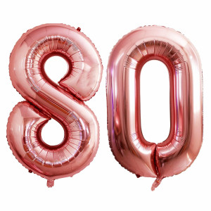 Goer Number 80 Balloons For 80Th Birthday Party Decorations 42 Inch Jumbo Foil Helium Balloons For 80Th Anniversary Rose Gold