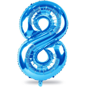 Blue Foil Balloon Number 8 40 Giant Self Inflating Number Balloons Set 09 Large Number 8 Digital 8 Helium Balloon For Boys