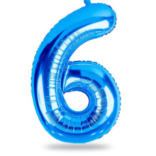 40 Inch Blue Large Numbers Balloons 09 Self Inflating Foil Number 6 Helium Balloons For 6Th Boys Big Digit 6 Balloons For Men