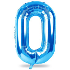 Blue Balloon Number 0 40 Inch Large Self Inflating Foil Number Balloons 09 Giant 0 Digital Helium Balloon For Boys Men Birthd