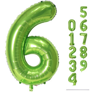 Green Number Balloons 40Inch Large Number 6 Foil Mylar Helium Balloons For Girls Women Self Inflating Number Balloons 09 For