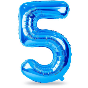 Blue Number Balloons 40Inch Large Number 5 Foil Mylar Helium Balloons Self Inflating Number Balloons 09 For Men Boys 5Th 50Th