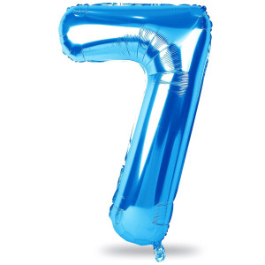 40 Blue Number 7 Balloon For Boys Large Self Inflating Foil Number Balloons Set 09 Digital Helium 7 Balloons For Men 17Th 7