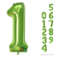 40 Inch Green Number 1 Balloon For 1St Birthday Decoration Large Self Inflate Foil Number Balloons 09 For Boys Girls Digit 1