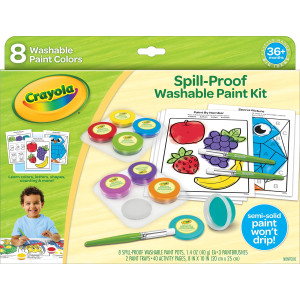 Crayola Spill Proof Paint Set 8Ct Washable Toddler Paint Kit With Activity Pages Kids Paint Brushes Paint Pots Ages 3