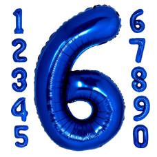 Giant Hot Blue Number 6 Balloon 40 Inch 6Th Birthday Party Balloon Supplies Girl Boy Dark Blue Balloons 6 For Birthday Decoratio