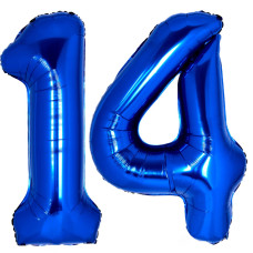 40 Inch Navy Blue 14 Number Balloons Giant 14 Or 41St Foil Mylar Helium Number Digital Balloons Navy Blue Birthday Mylar Digital