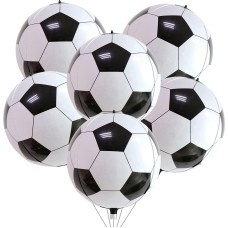 22 Inch 4D Soccer Foil Balloons 6Pcs Soccer Party Decorations Football Shape Mylar Foil Balloons World Cup 2022 Decor For Boys