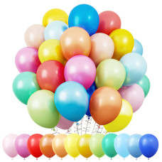 Rubfac 100Pcs Balloons 12 Inch Rainbow Latex Balloons With 12 Assorted Colors For Birthday Party Baby Shower Anniversary Festiva