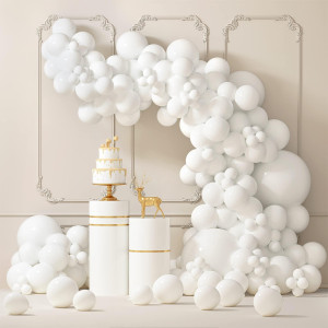 Rubfac 87Pcs White Balloons Different Sizes 18 12 10 5 Inches For Garland Arch Premium Party Latex Balloons For Birthday Party