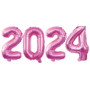 Goer 2024 Foil Number Balloons For 2024 New Year Eve Festival Party Supplies Graduation Decorations Hot Pink 16 Inch