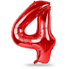 40 Inch Red Foil Balloon Number 4 Giant Self Inflating Number Balloons 09 For Men Women Digital 4 Helium Balloons Set For Gir