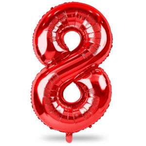 Red Foil Balloon Number 8 For Boys 40 Giant Self Inflating Number Balloons Set 09 Large Number 8 Helium Balloon For Girls W