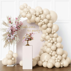 Rubfac 87Pcs Sand White Balloons Different Sizes 18 12 10 5 Inch For Garland Arch White Sand Party Latex Balloons For Birthday P