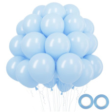 Rubfac Pastel Blue Latex Party Balloons 100Pcs 12 Inches Light Blue Balloons For Birthday Baby Shower Gender Reveal Wedding Anni