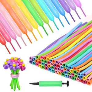 Rubfac 150Pcs 260 Long Balloons 15 Assorted Colors Animal Balloons Premium Rainbow Latex Twisting Magic Balloon For Birthday We