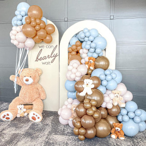 Blue Balloons Garland Arch Kit Diy 112Pcs Doublestuffed Balloon Garland Layer Cream Peach Pottery Clay Baby Blue Balloons Set